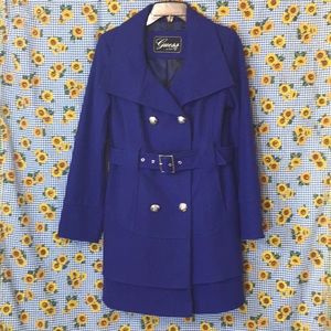 Guess Blue Wool Trench Coat